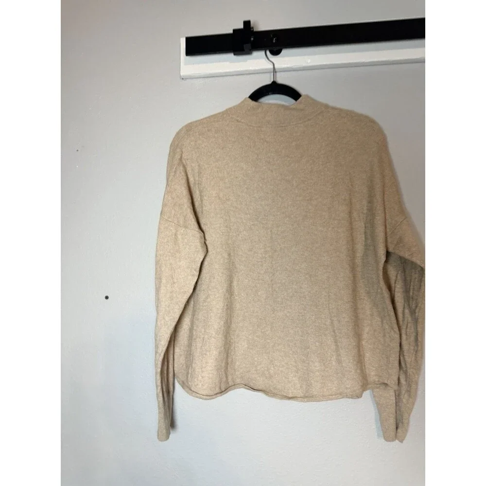 Madewell Ashbury Mockneck Sweater XL Tan Heather Hazelwood Minimalist Capsule